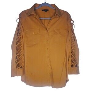 Sharagano Mustard Yellow Long Sleeve Button Down Size L